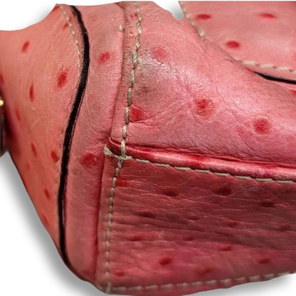 Dooney & Bourke Vintage Pink Ostrich Embossed Barrell Packet Bag - Picture 13 of 16
